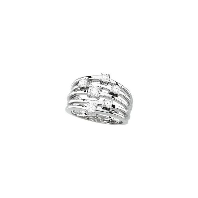 14K White 1/2 CTW Natural Diamond Right Hand Ring