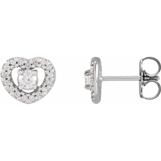 Sterling Silver 1/3 CTW Natural Diamond Heart Earrings