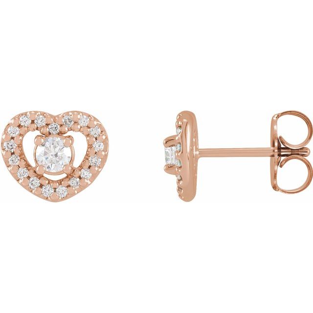 14K Rose 1/3 CTW Natural Diamond Heart Earrings