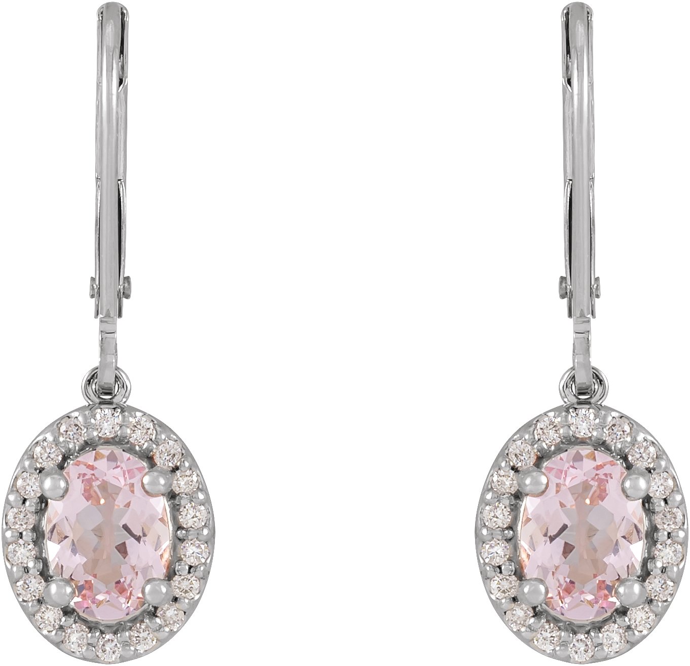 Natural Pink Morganite & 1/5 CTW Natural Diamond Earrings view 2