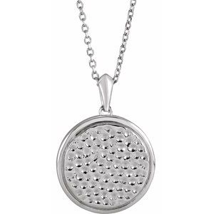 Sterling Silver 21.37x15 mm Beaded Disc 16-18" Necklace