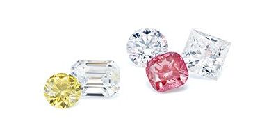 Pink, yellow, and white Lab-Grown diamonds