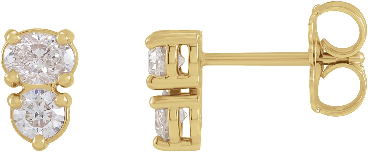 14K Yellow 1/2 CTW Natural Diamond Two-Stone Earrings