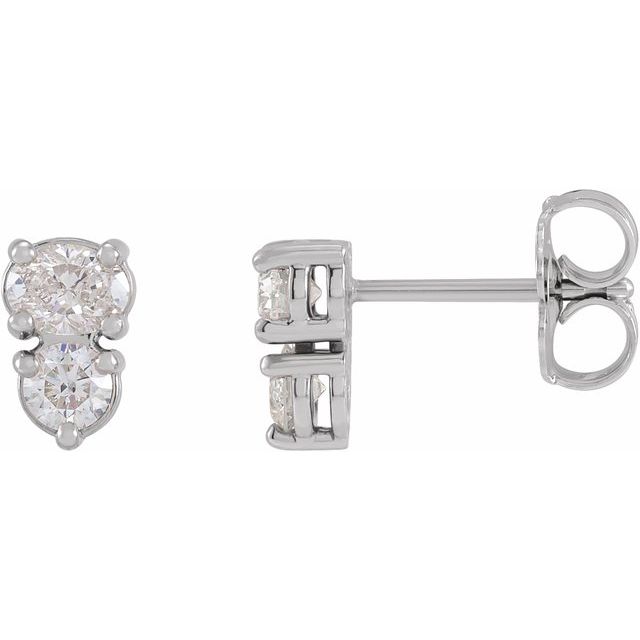 Sterling Silver 1/2 CTW Natural Diamond Two-Stone Earrings