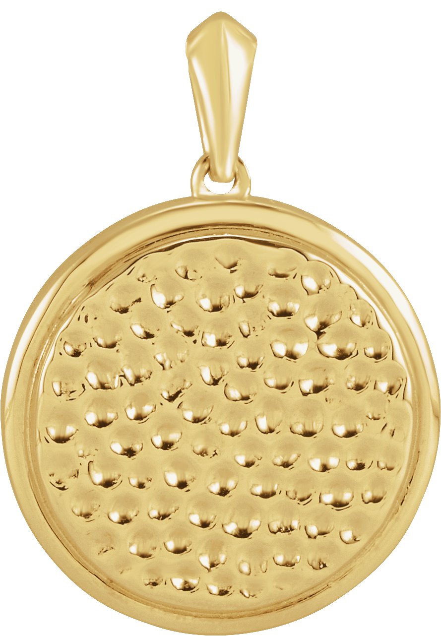 14K Yellow 21.37x15 mm Beaded Disc Pendant