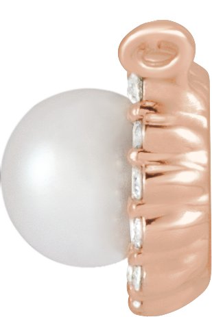 14K Rose Gold Cultured White Akoya Pearl .06 CTW Natural Diamond Halo-Style Necklace Center