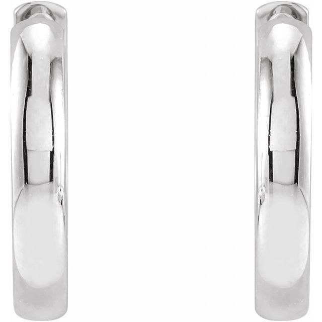 14K White 15 mm Hinged Huggie Hoop Earrings