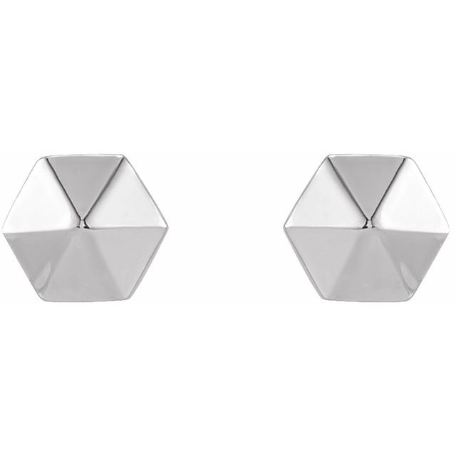 Platinum Hexagon Earrings