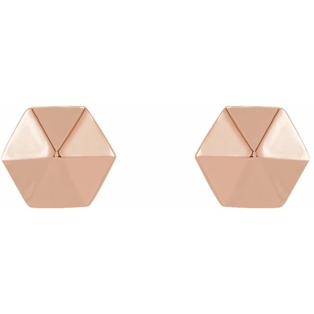 14K Rose Hexagon Earrings