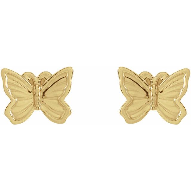 14K Yellow Petite Butterfly Earrings