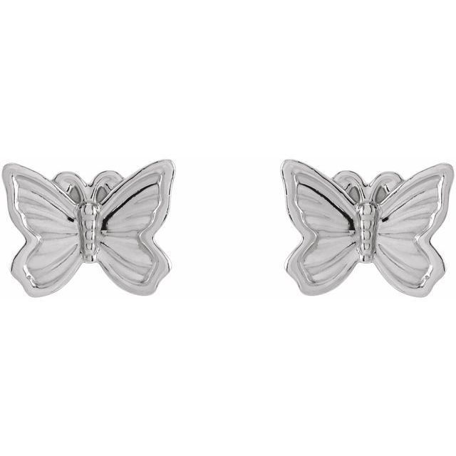 14K White Petite Butterfly Earrings
