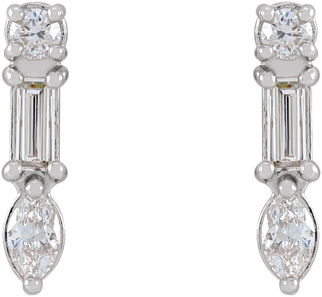1/4 CTW Natural Diamond Multi-Shape Bar Earrings view 2