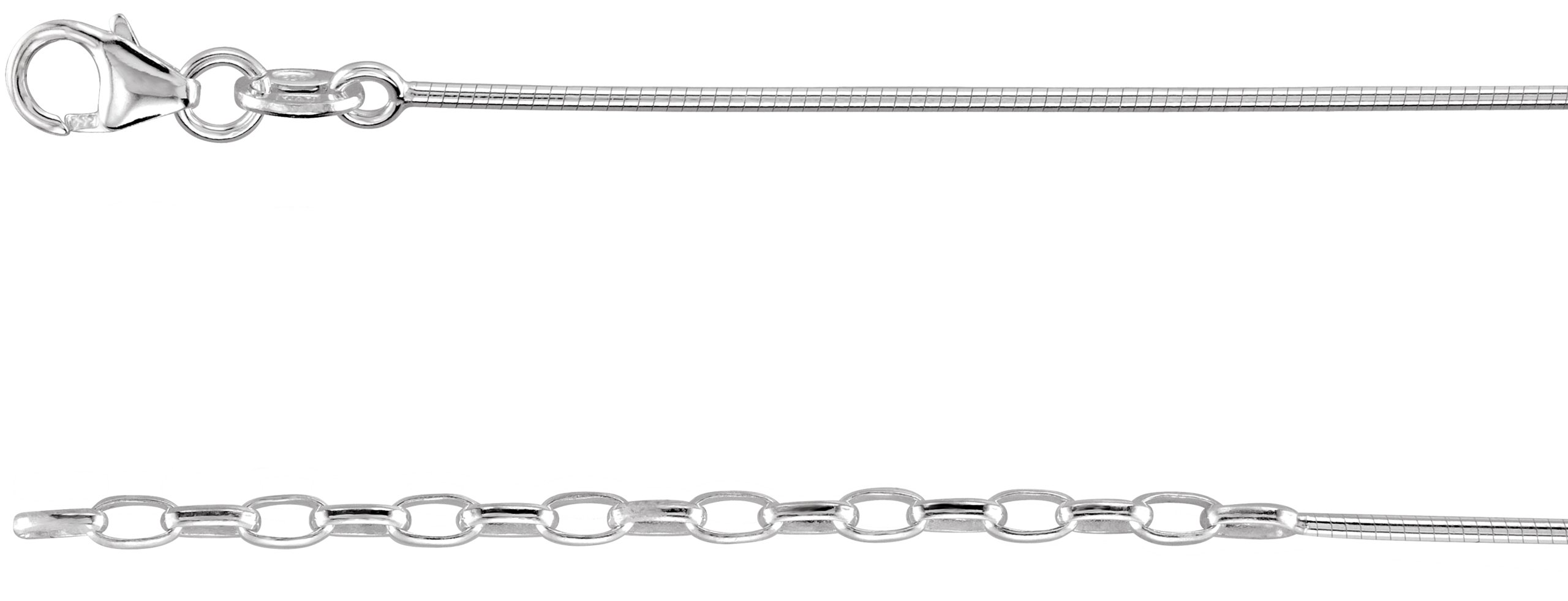 1.1mm Silver Round Omega Chain 16.5 to 18.5 inch and Lobster Clasp Ref 662137