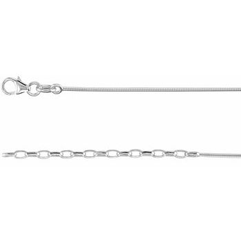 1.1mm Silver Round Omega Chain 16.5 to 18.5 inch and Lobster Clasp Ref 662137