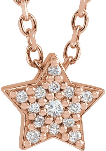 14K Rose .04 CTW Natural Diamond Star 16-18" Necklace