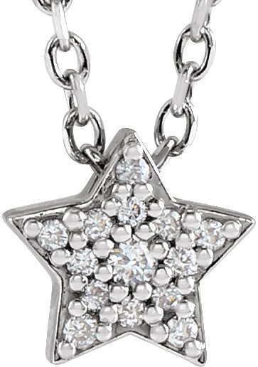 14K White .04 CTW Natural Diamond Star 16-18" Necklace