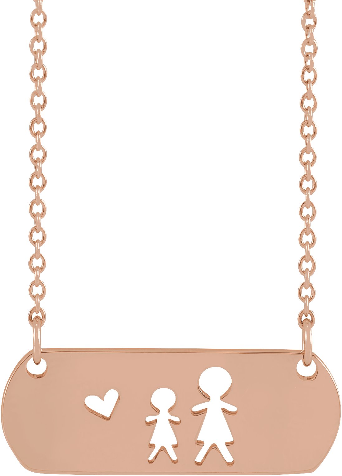 14K Rose Mother & Daughter Stick Figure Family 18" Necklace