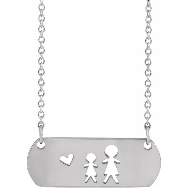 14K White Mother & Daughter Stick Figure Family 18