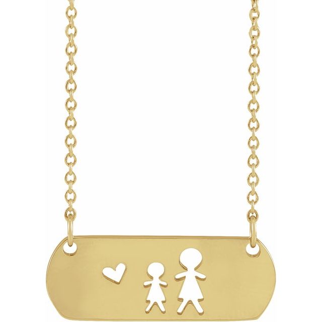 14K Yellow Mother & Daughter Stick Figure Family 18
