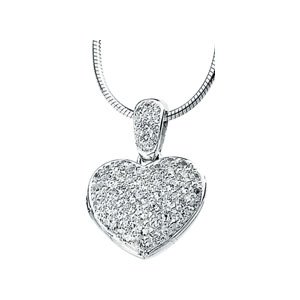 Sterling Silver Imitation White Cubic Zirconia Heart Locket 18" Necklace