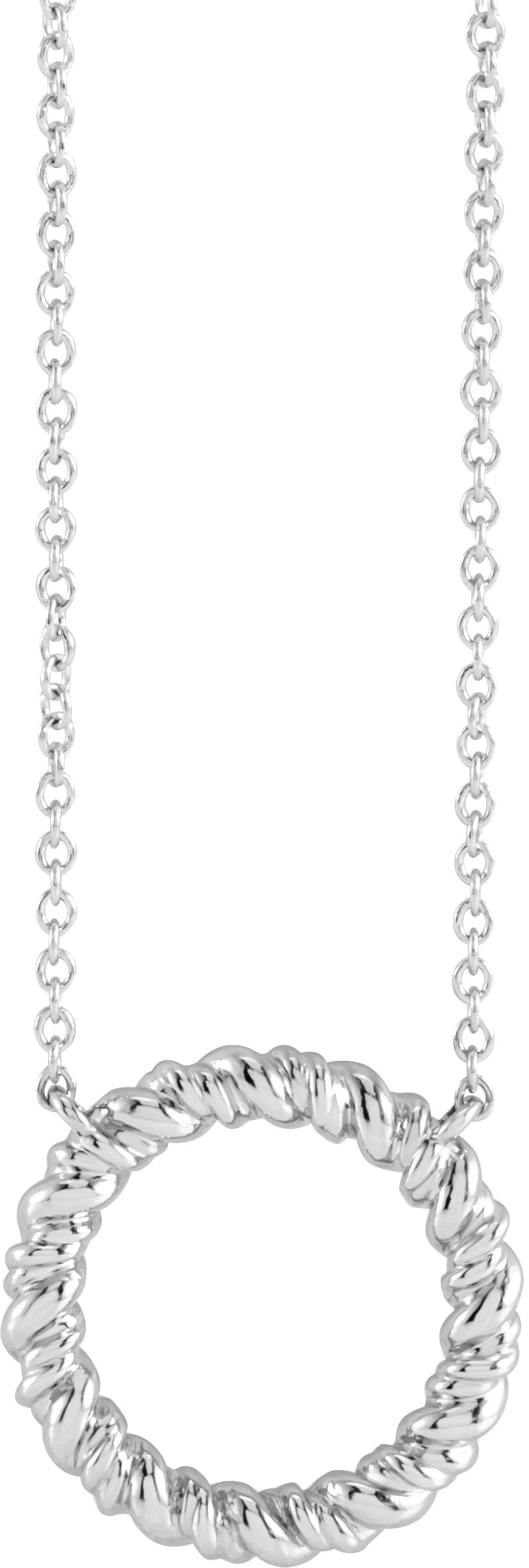 14K White 14.2 mm Rope Circle 18" Necklace