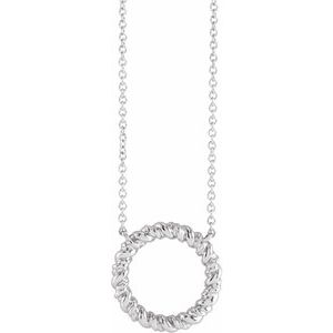 14K White 14.2 mm Rope Circle 18" Necklace