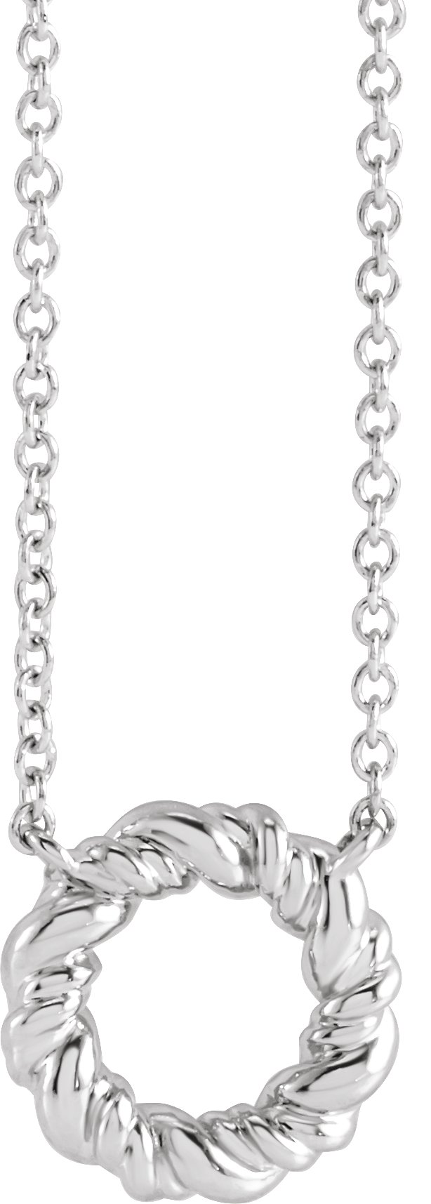 14K White 9.4 mm Rope Circle 18" Necklace