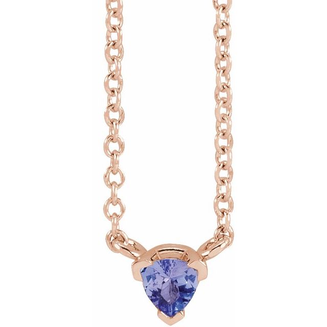 14K Rose Natural Tanzanite Solitaire 18 Necklace