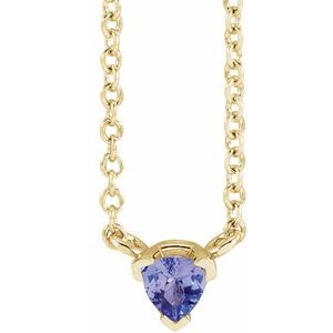 14K Yellow Natural Tanzanite Solitaire 18" Necklace