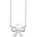 Sterling Silver Cultured White Akoya Pearl Bow 18