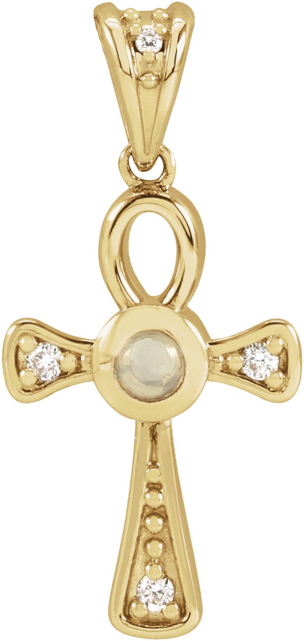 Cabochon Ankh Cross Necklace or Pendant