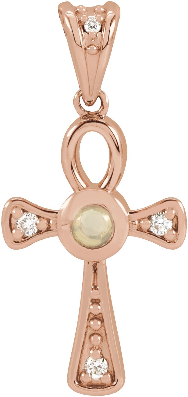 Cabochon Ankh Cross Necklace or Pendant