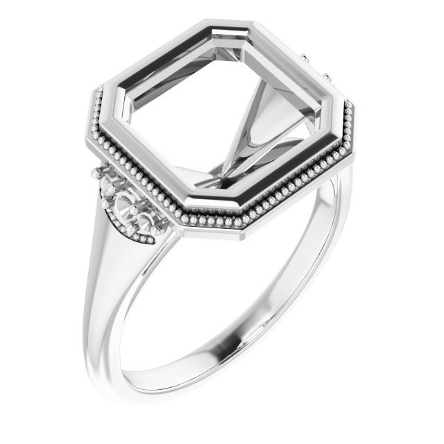 Bezel-Set Accented Engagement Ring