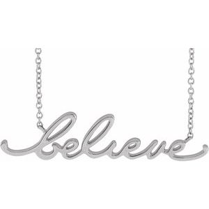 Sterling Silver Believe 18" Necklace