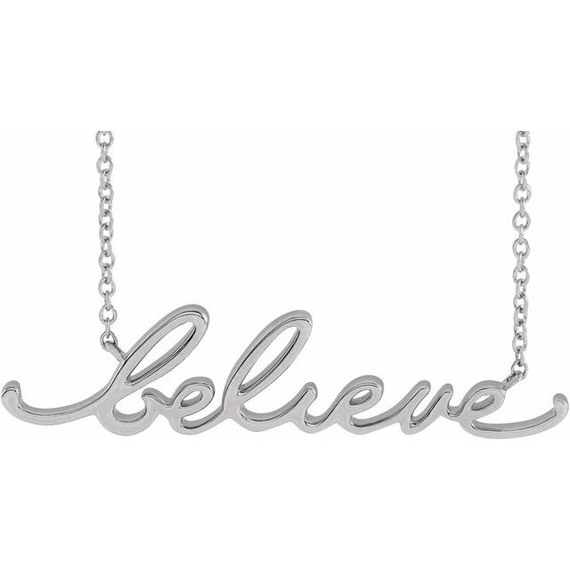 Sterling Silver Believe 18 Necklace
