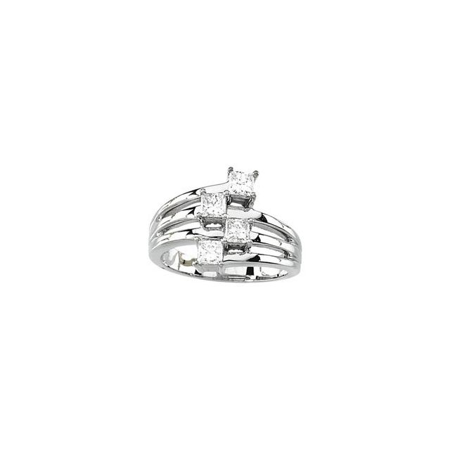 14K White 7/8 CTW Natural Diamond Right Hand Ring
