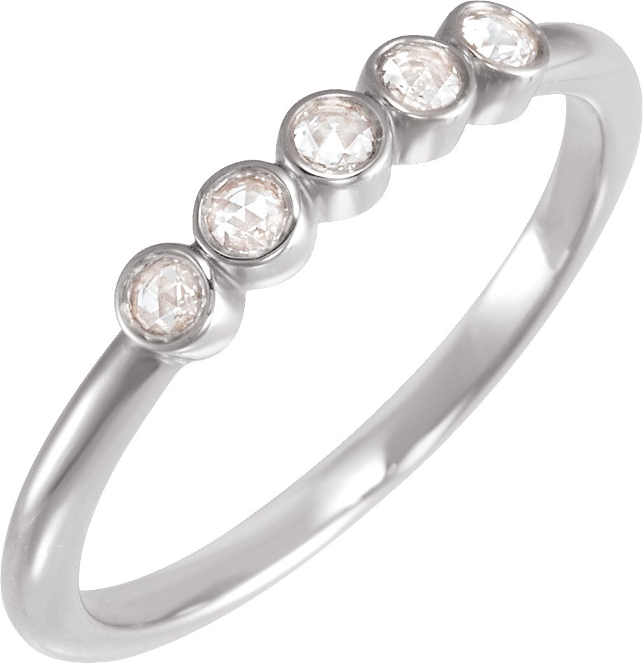 Platinum 1/10 CTW Rose-Cut Natural Diamond Stackable Ring