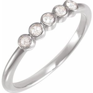 14K White 1/8 CTW Rose-Cut Natural Diamond Stackable Ring
