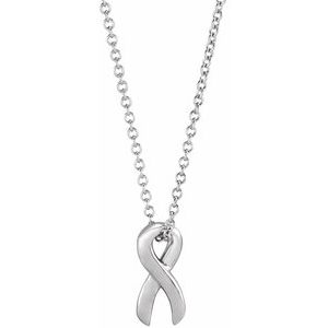 Sterling Silver Survivor Ribbon 16-18" Necklace
