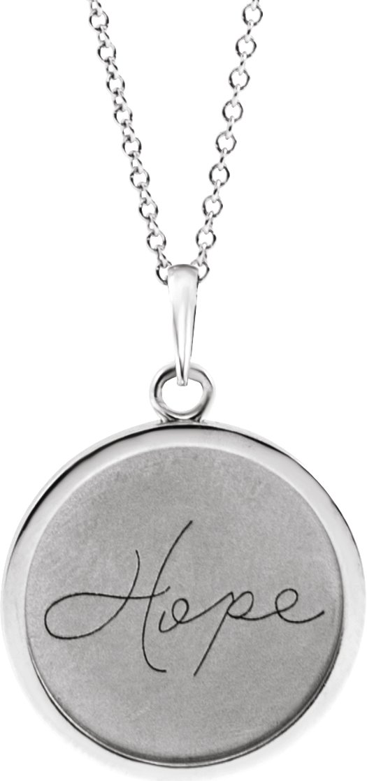 Sterling Silver Hope Engraved Disc 16-18" Necklace