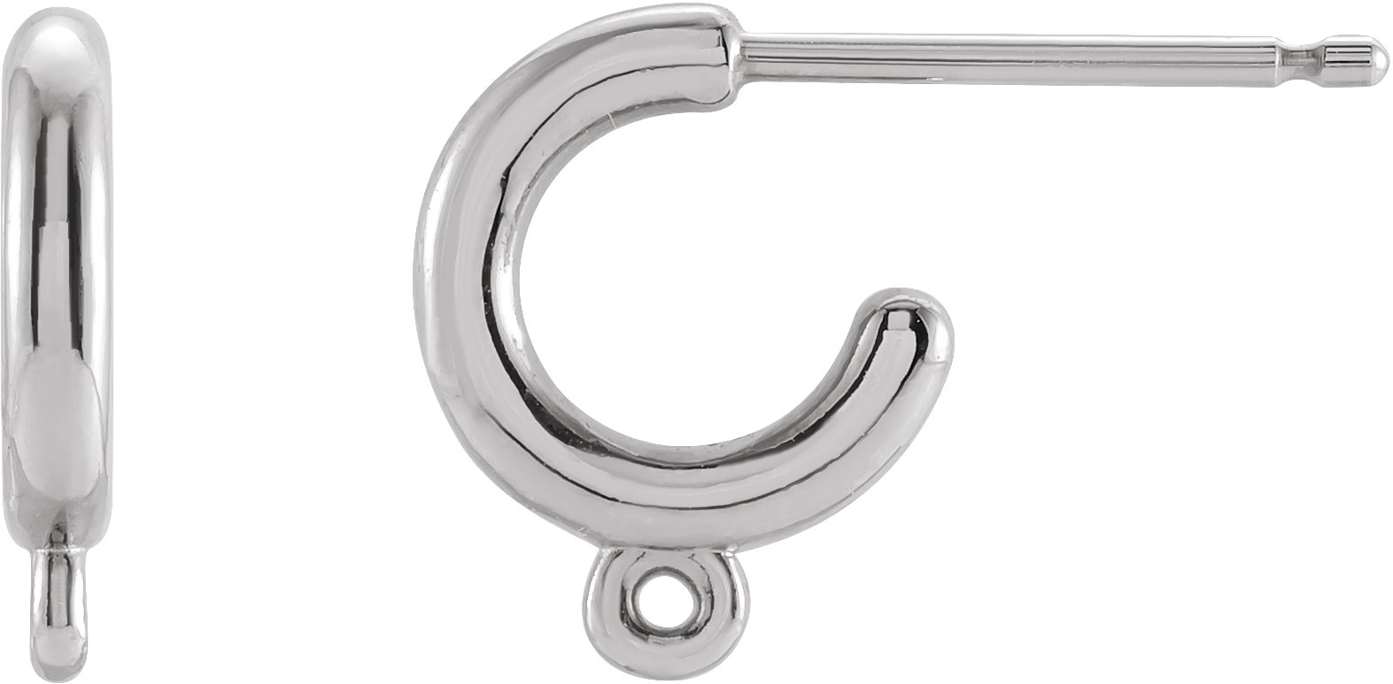 18K White 8 mm Hoop Earring Top