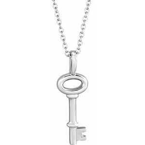 Sterling Silver 20x6.5 mm Key 16-18" Necklace