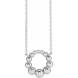Sterling Silver 12 mm Beaded Circle 18" Necklace