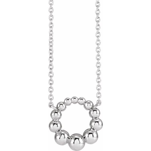 Sterling Silver 12 mm Beaded Circle 16 Necklace
