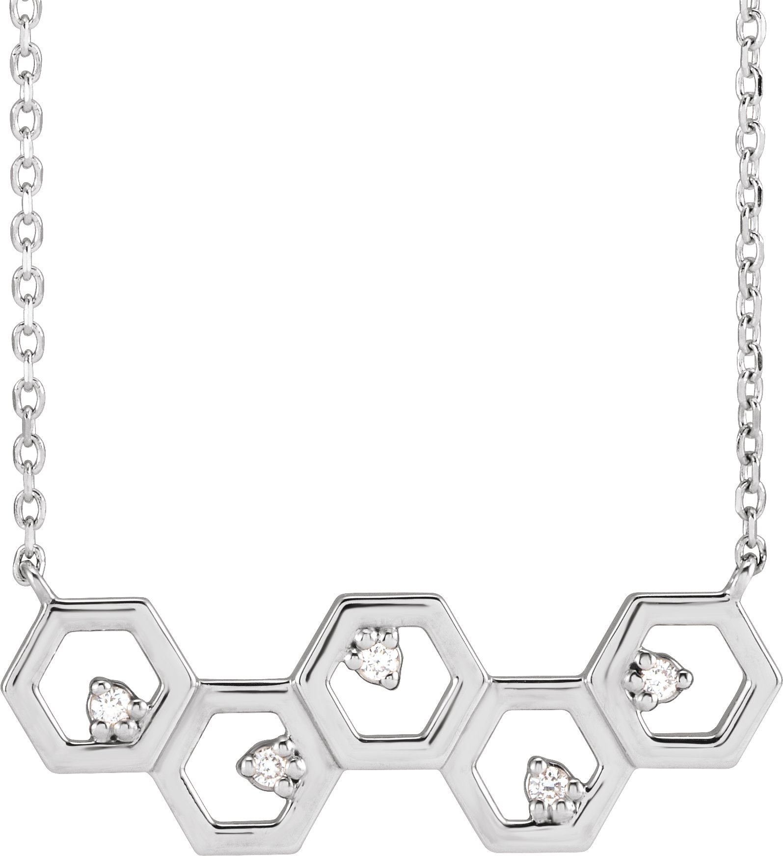 14K White .04 CTW Natural Diamond Honeycomb 18" Necklace