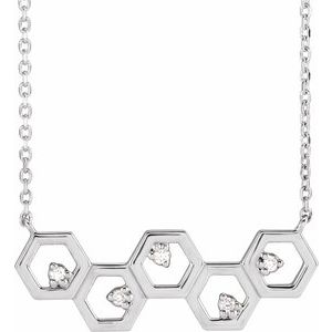 14K White .04 CTW Natural Diamond Honeycomb 18" Necklace