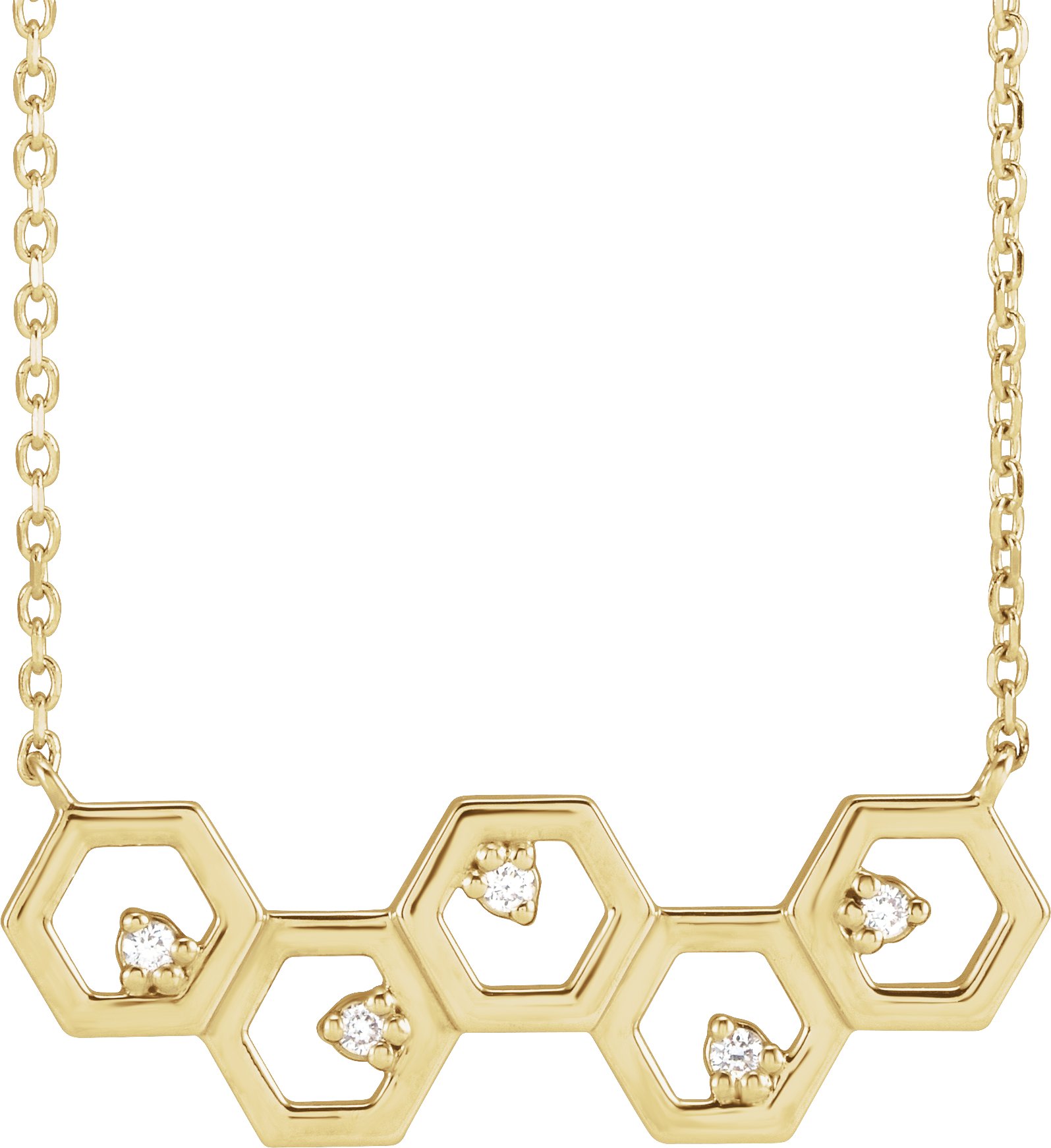 14K Yellow .04 CTW Natural Diamond Honeycomb 16" Necklace