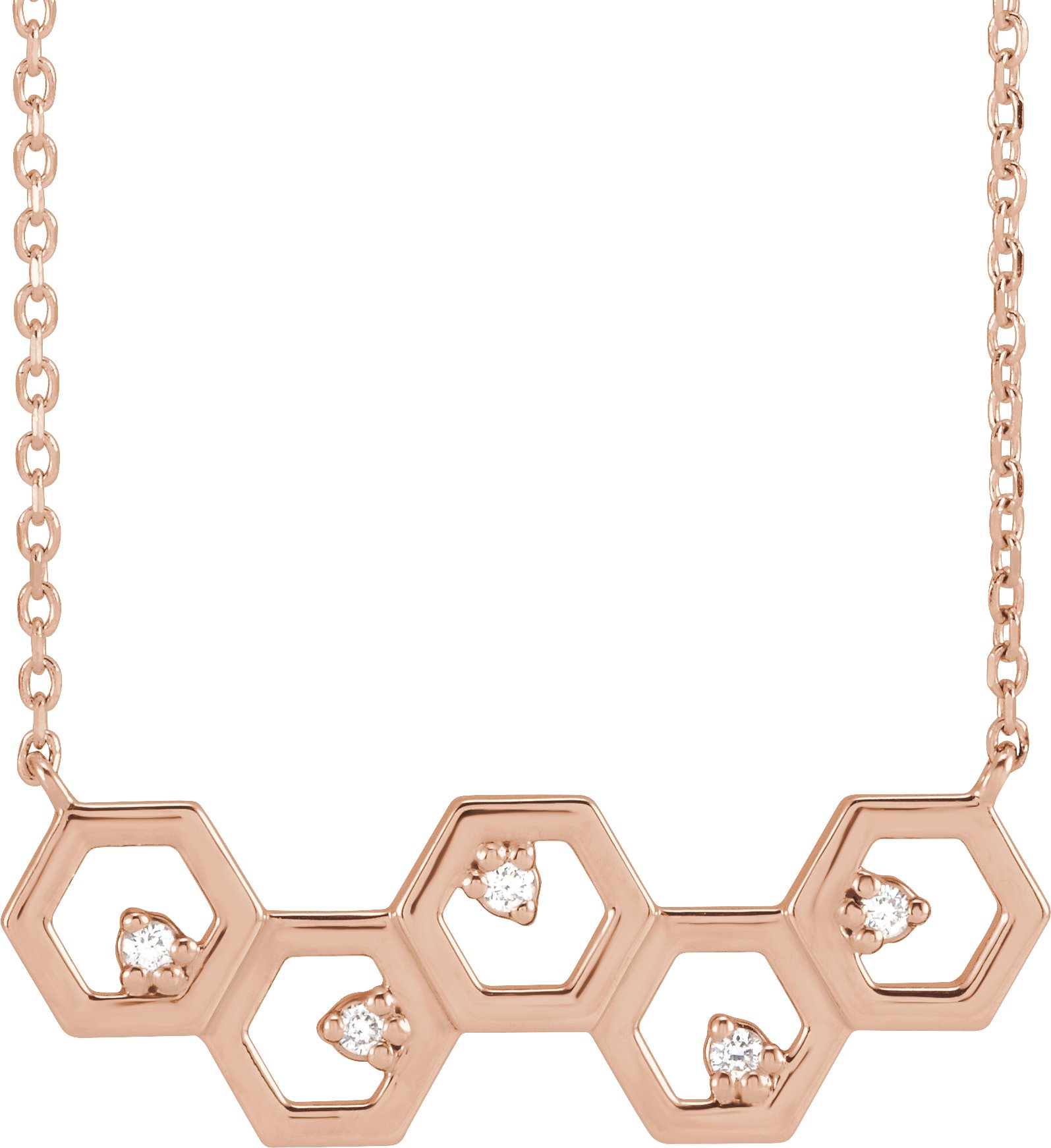 14K Rose .04 CTW Natural Diamond Honeycomb 18" Necklace