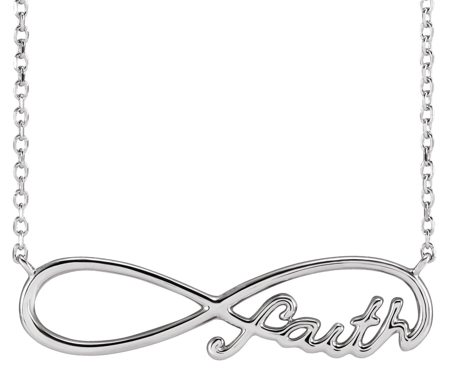 Sterling Silver Faith Infinity 18" Necklace