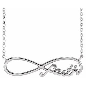 Sterling Silver Faith Infinity 18" Necklace